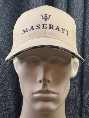 Maserati Hat Trident Logo O/S Adjustable White/Blue Embroidered
